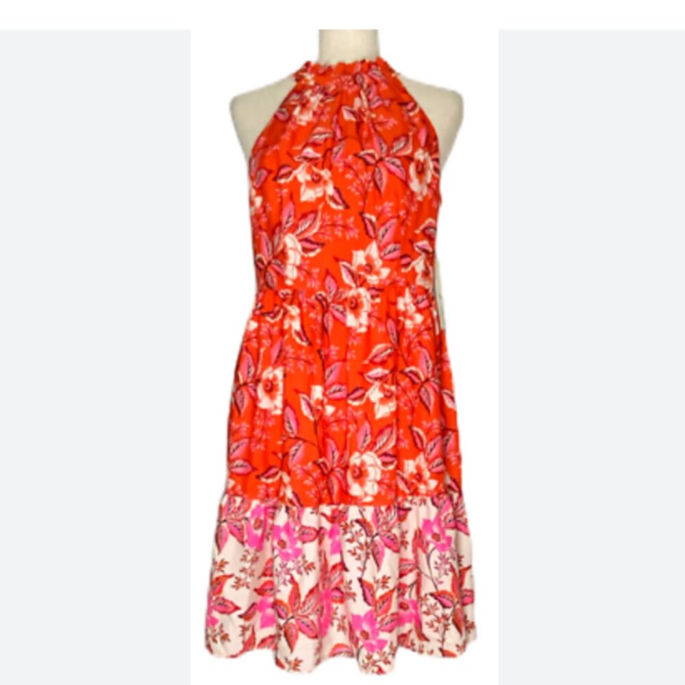 Eliza J Orange Halter Dress NWT